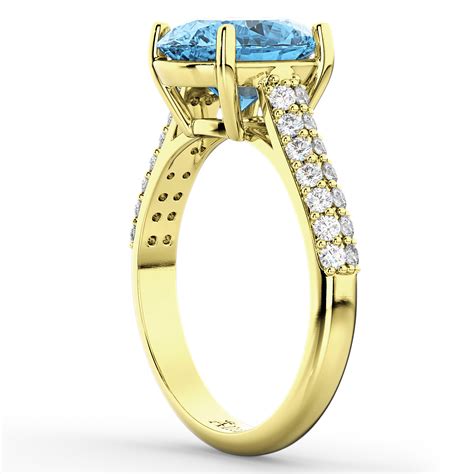 Oval Blue Topaz Diamond Engagement Ring K Yellow Gold Ct Ad