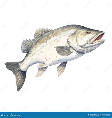 Largemouth Bass Watercolor Illustration Detailed Character Drawing