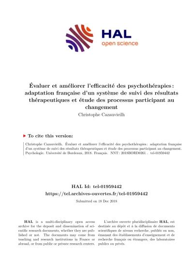 Validit De Construit Validation De L Chelle Outcome Rating Scale Ors