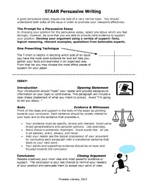 Fillable Online STAAR Persuasive Writing Fax Email Print PdfFiller