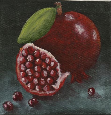 Pomegranate Painting 5x5 Acrylic Art on Gallery Wrapped - Etsy