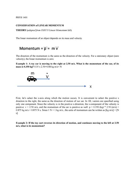 Lab 7 Linear Momentum Turn In Phys 1401 Conservation Of Linear