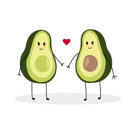 Ilustración Vectorial De Adorables Personajes De Aguacate Enamorados 7928920 Vector En Vecteezy