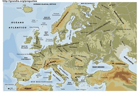 3º ESO Bilingüe: Mapa de Europa físico