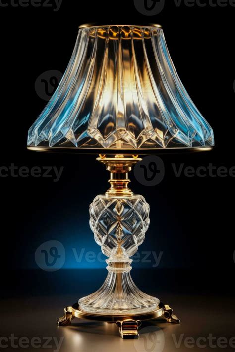 Elegant Crystal Table Lamp Emitting Soft Illumination Isolated On A