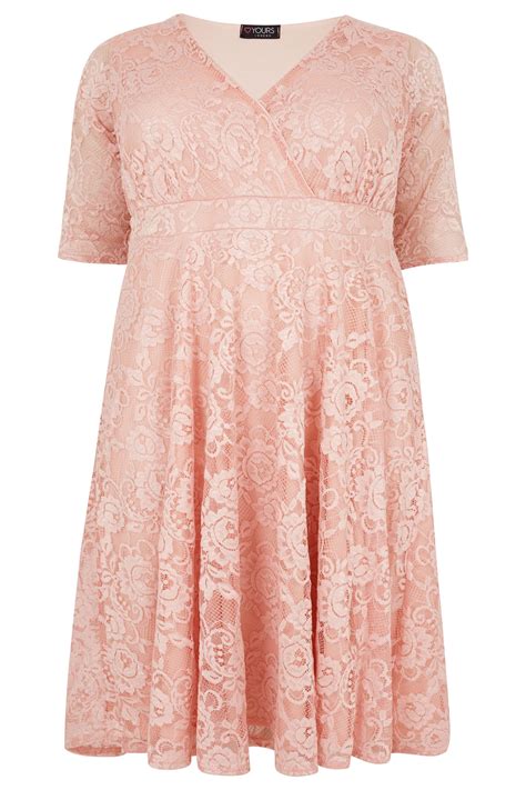 YOURS LONDON Pink Floral Lace Wrap Dress Plus Size 16 To 32