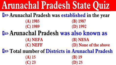 Arunachal Pradesh State Gk Quiz Arunachal Pradesh Gk General Knowledge