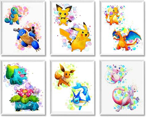 Pokemon Posters Wall Decor Set Of Pokemon Prints X Etsy