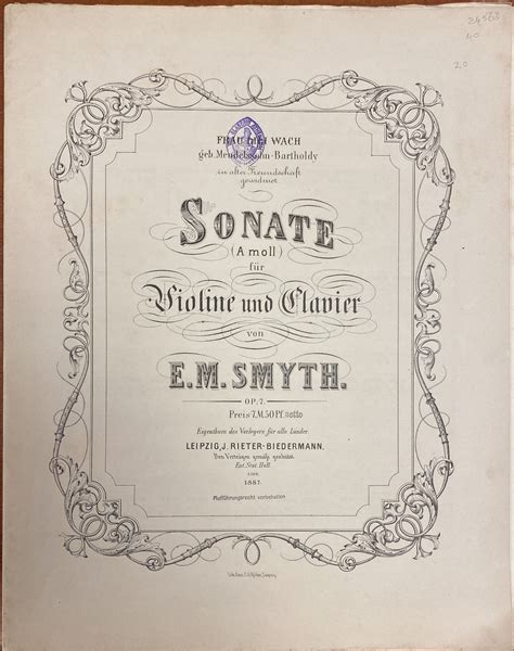 Ethel Smyths Sonata For Violin And Piano Dedicated To A Friend Loeb