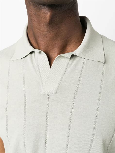 Eleventy Ribbed Knit Polo Shirt Farfetch