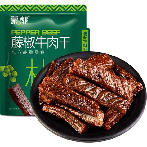 蒙都风干牛肉干藤椒味内蒙古5成干 惠券直播 一起惠返利网