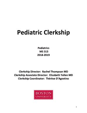 Fillable Online Pediatric Clerkship Boston University Medical Campus