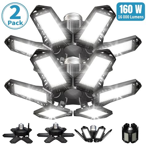 2 Pack LED Garage Light 100W 8000LM Garage Ceiling LED Light With 6