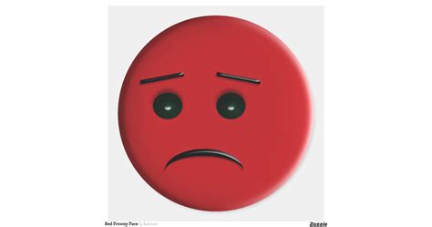 Red Frowny Face Classic Round Sticker | Zazzle