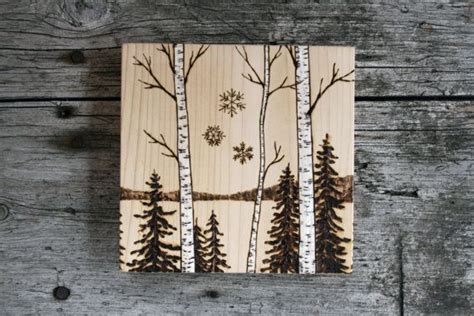 Birch Trees Woodland Nature Art Block By TwigsandBlossoms 36 00