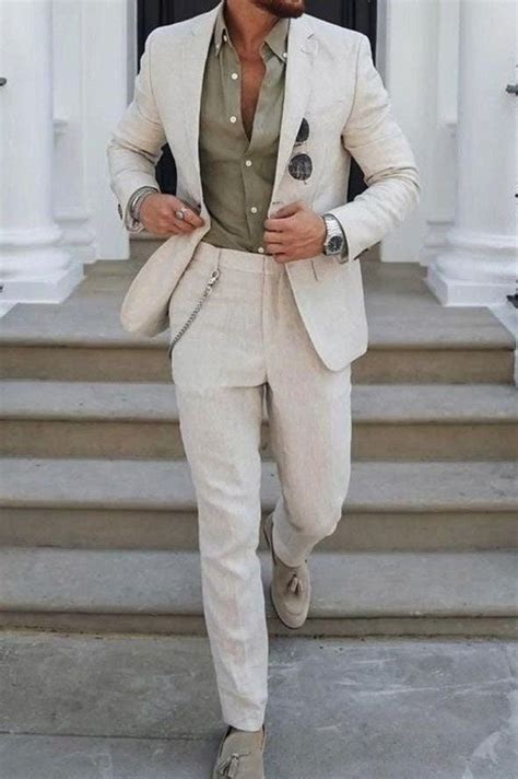 Men Linen Suit Men Suit Linen 2 Piece Linen Suit Beach Fashion Linen