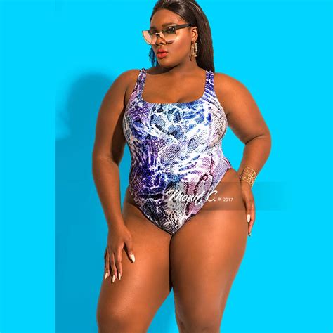 Snakeskin One Piece Swimsuit Plus Size Swimwear Women Sexy Bathing Suit