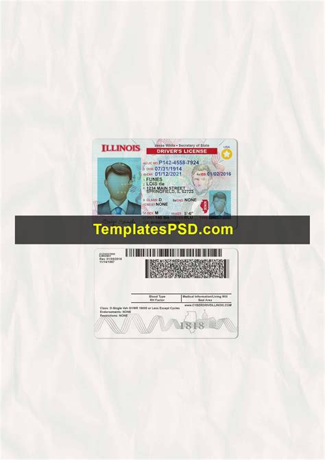 Illinois Drivers License PSD Template 2026