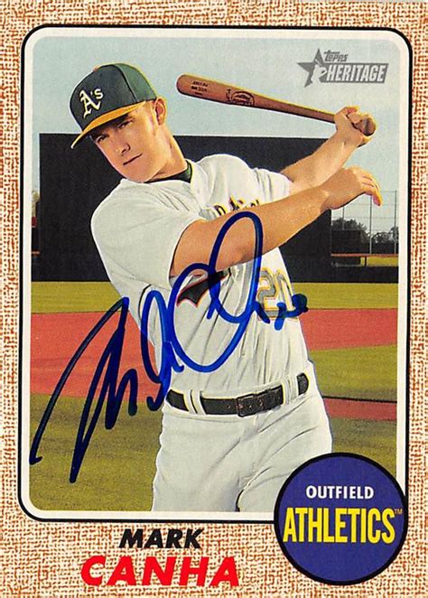 Mark Canha Autographed Baseball Card Oakland Athletics Topps