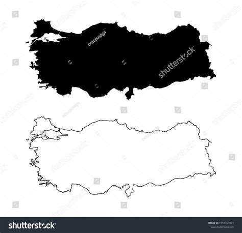 Turkey Map Vector High Detail Blank Stock Vektorgrafik Lizenzfrei