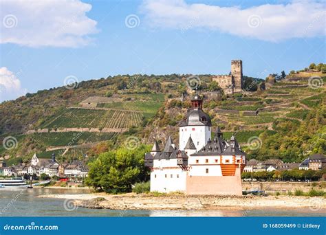 Kaub Germany Castle Along Rhine River Editorial Stock Image - Image of hotel, rhine: 168059499