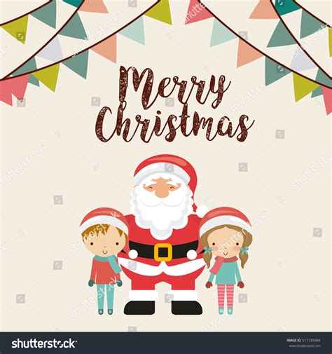 Merry Christmas Card Cartoon Santa Claus Stock Vector 517195984