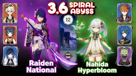 Spiral Abyss 3 6 C0 Raiden National C0 Nahida Hyperbloom Floor 12