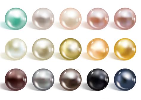 Premium Vector Realistic Different Colors Pearls Set