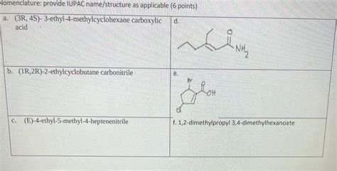 Solved Nomenclature Provide Iupac Namestructure As