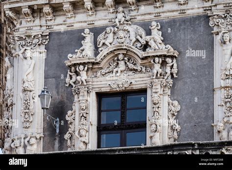 La Facciata Barocca Del Palazzo Biscari Catania Sicilia Italia Foto