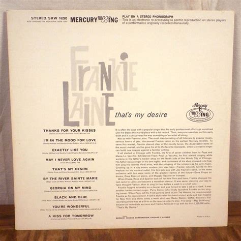 Frankie Laine That S My Desire LP Mercury Wing Stereo EX EBay