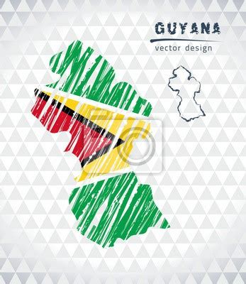 Map Of Guyana With Hand Drawn Sketch Pen Map Inside Vector