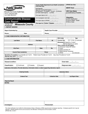 Fillable Online Co Missoula Mt Infectious Disease Reporting Form