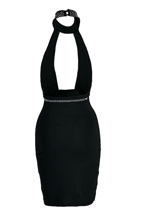 Wholesale Black Fashion Sexy Patchwork Hot Drilling Hollowed Out Backless Halter Sleeveless