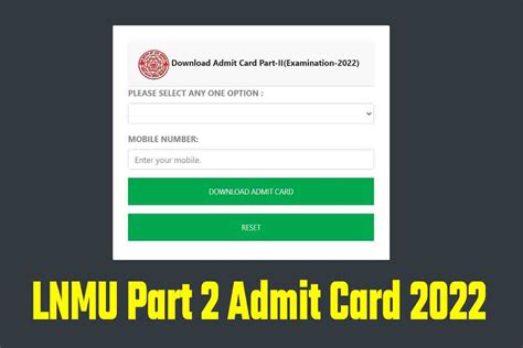 Lnmu Part 2 Admit Card 2022 Direct Link How To Check And Download