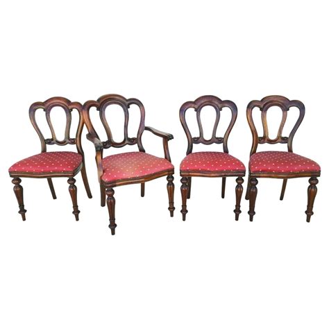 Set Of Four English Style Walnut Slipcover Dining Chairs At 1stdibs