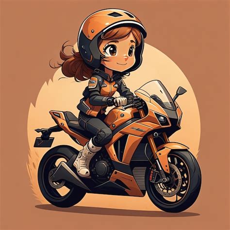 Una Chica De Dibujos Animados Est Montando Una Motocicleta Con Un