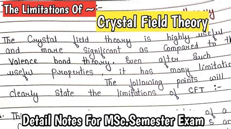 The Limitations Of Crystal Field Theory CFT Metal Ligand Bonding