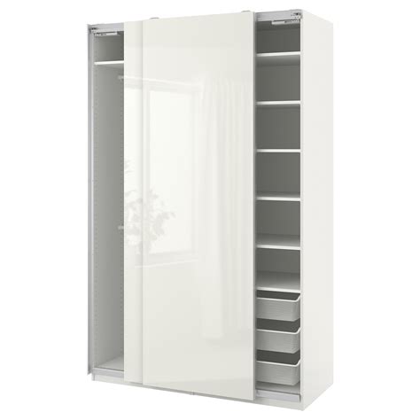 Pax Hasvik Wardrobe Whitehigh Glosswhite 150x66x236 Cm Ikea