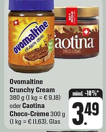 Ovomaltine Crunchy Cream Oder Caotina Choco crème Angebot bei E Center