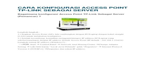 Cara Konfigurasi Access Point FirstLoveBand