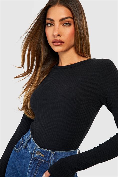 Soft Rib Knit Basic Bodysuit Boohoo Uk