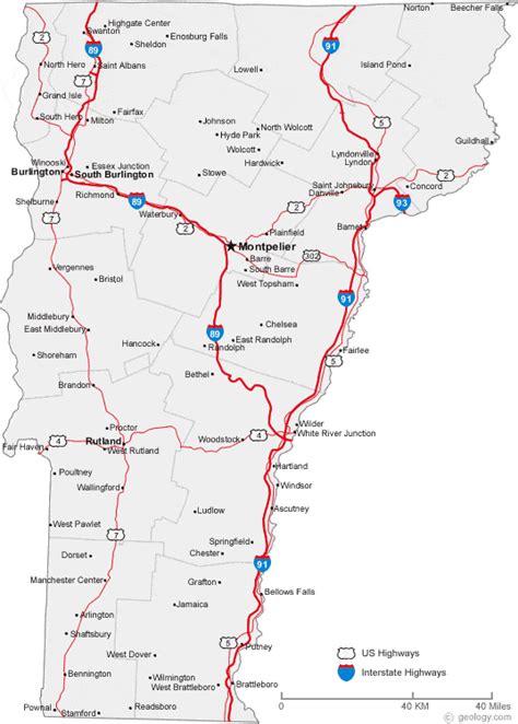 Road Map Of Vermont Verjaardag Vrouw