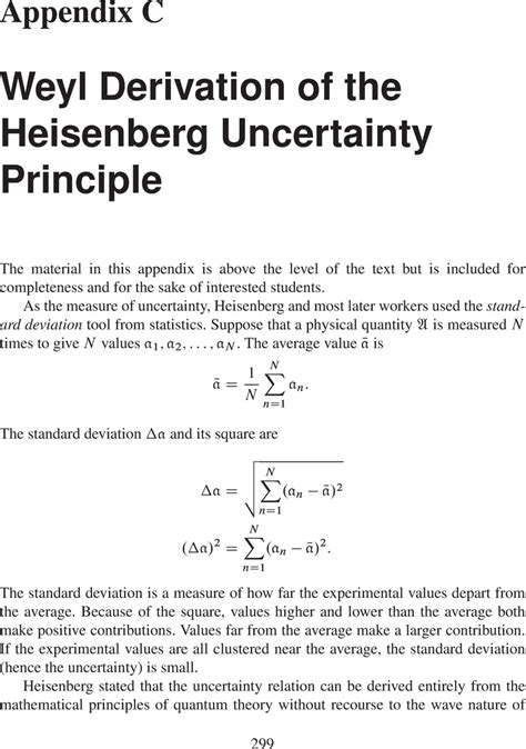 Weyl Derivation Of The Heisenberg Uncertainty Principle Appendix C