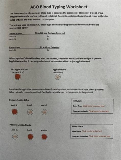 Solved ABO Blood Typing Worksheet What Are The Possible ABO Chegg