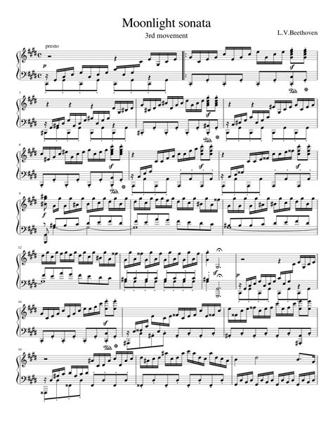 Moonlight Sonata 3rd Movement Sheet Music For Piano Download Free In