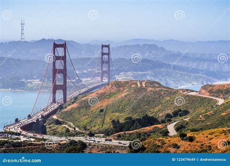 Aerial View of Golden Gate Bridge and the Freeway Stock Image - Image ...