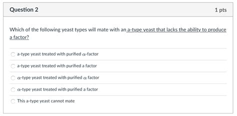 Solved Question 2Which of the following yeast types will | Chegg.com