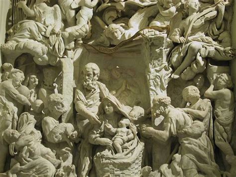 Intricately Carved Wall With Statues Nativity Scene