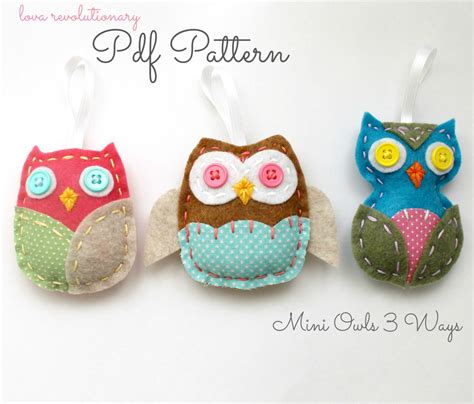 Pdf Pattern Felt Owl Softie Ornaments Mini 3 Ways By Lovahandmade